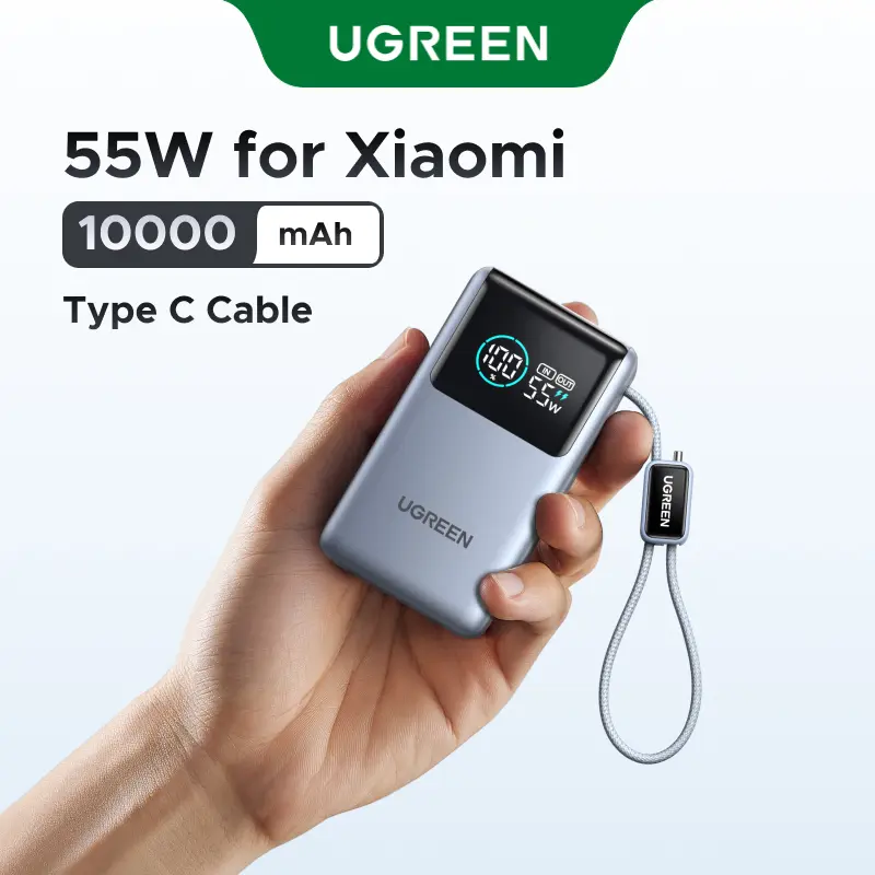 UGREEN Nexode Pro Power Bank 10,000mAh 45W, Compact Portable Charger, Built-in USB-C Cable, PD Super Fast Charging Battery Pack with Digital Display for iPhone 17/16 Pro Max Air/Galaxy S26 Ultra Blue,Summer Sale tiktokshopbacktoschool