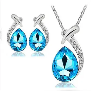 Women's Crystal Necklace Set + Earrings, Elegant Jewelry Accessories, Perfect Gift for Women & Girls, Stylish Design