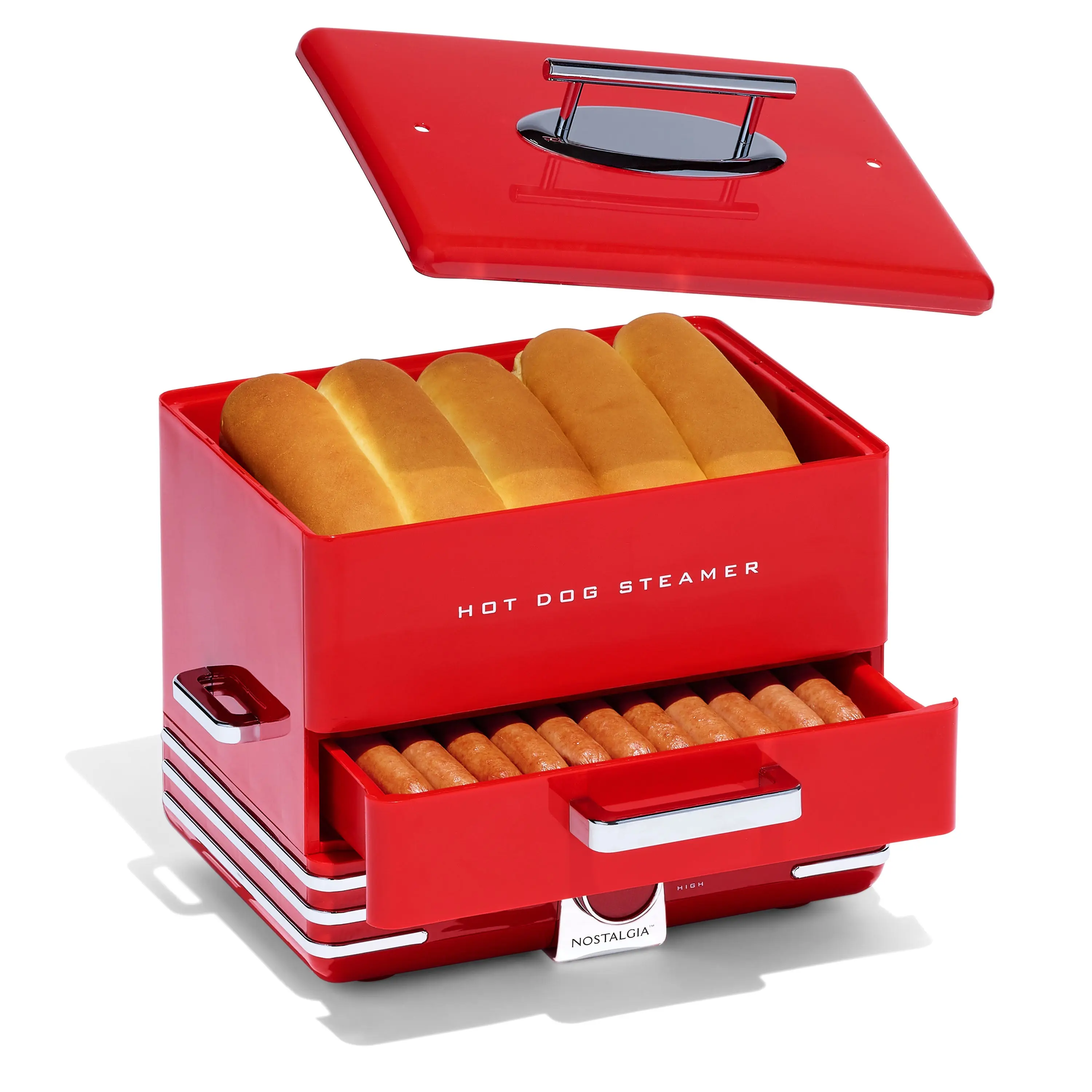 Large Diner Style Hot Dog Steamer
