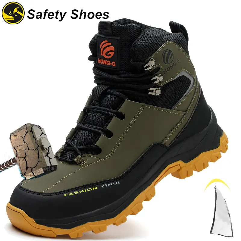 Men Safety Shoes Steel Toe Boots Work Sneakers Indestructible Shoes Puncture-Proof Men Boots Water resistant Anti shock Non slip boots
