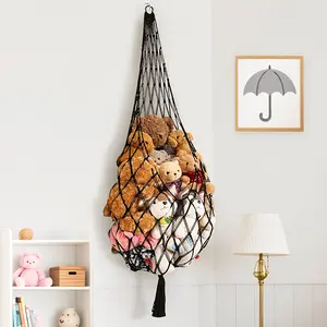 Stuffed Animal Storage Organizers Corner Hanging Net Stuffy Animal Hammock Macrame Toy Display Plush Toy Holder Wall, Bedroom Decor Boho Playroom Organizer for Halloween and Christmas