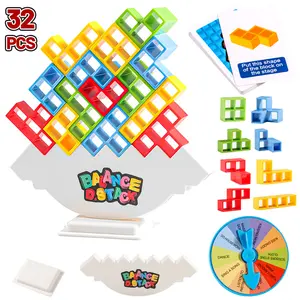 64/32 Pcs Balance Stacking Blocks Game, Board Games For 2 Players+ Family Games, Party, Travels, Kids Teens & Adults Team Building Blocks Toys