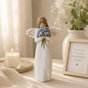 Mini Gifts for Women, Forget Me Not Guardian Angel Figurines, Sympathy Gifts for Loss of Loved One, Miscarriage Gifts for Mothers, Sculpted Hand-Painted Statue for Home Decor Ornament, Representing Eternal Love, Gifts for Coworkers