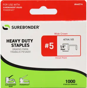 1/4" Heavy Duty Wide Crown Staples - 1000 Count | #5 Series