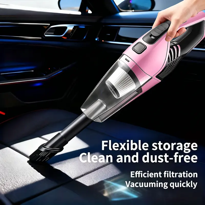 Cordless Pink Handheld Vacuum - 1800mah Compact Fit Household Cleaner for Car Users, Vanity Use with Efficient Dust Removal