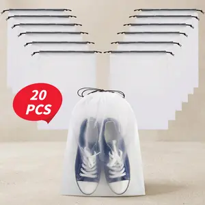 20 PCS Clear Travel Organizers Storage Bag, Drawstring Shoes Organizers, Unisex Travel Clothes Storage Bag, Shoes Storage Organizer for Travel, Outing, Daily Use, Shoe Bags-YY1