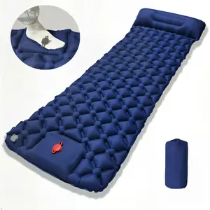 Self-Inflating Camping Sleeping Pad with TPU Pillow, Foot-Pressed Inflatable Mattress, Dampproof Traveling Cushion