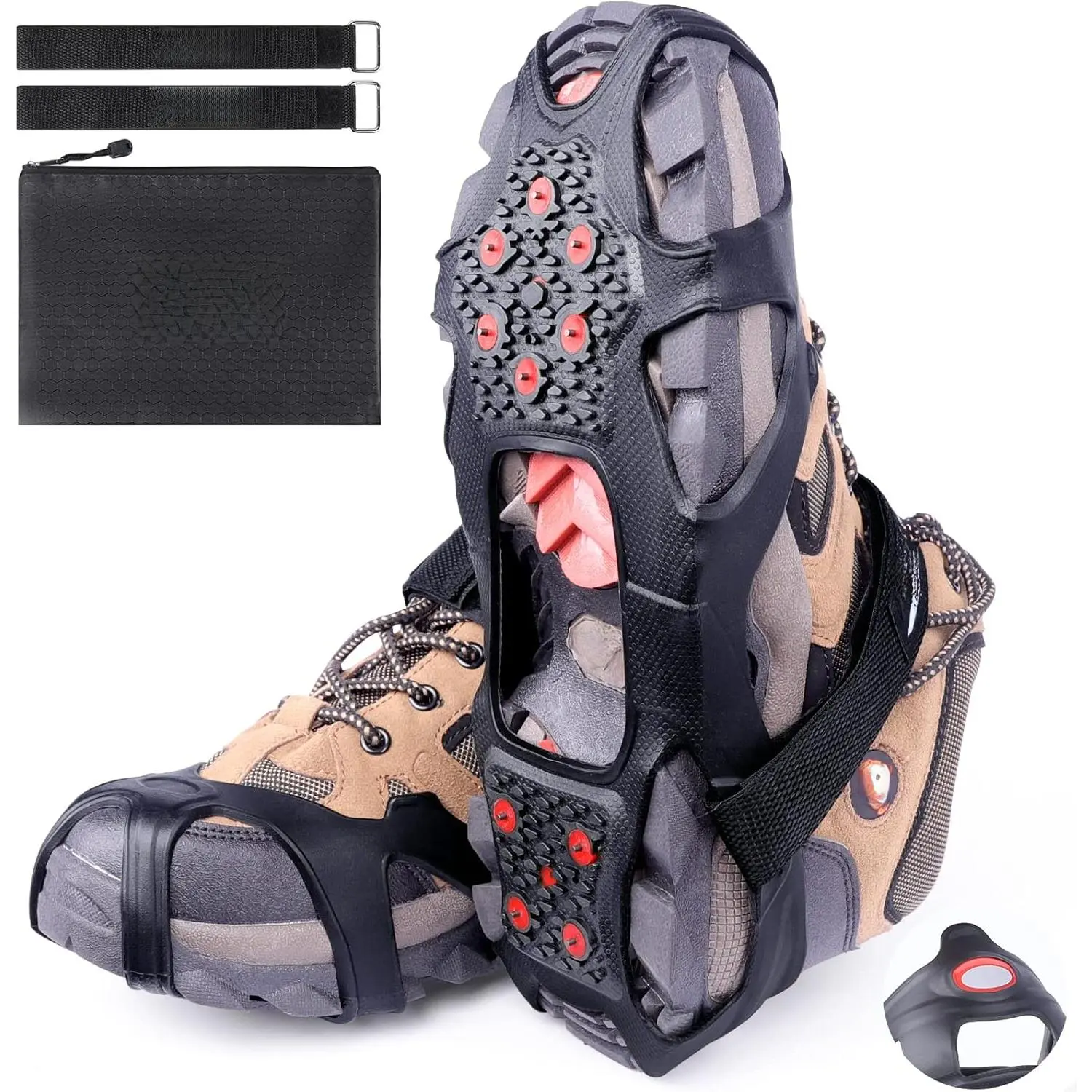 Crampons Ice Cleats, V3 Tungsten Ice Cleats  Shoes and Boots Crampons  Hiking Boots Ice Cleats  Women Men Kids Traction Cleats  Walking on Snow Ice Grips  Fishing, Walking, Running