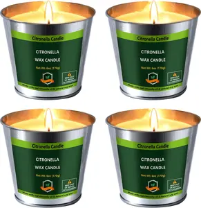 Citronella Candles Outdoor Indoor 6 OZ 4 Pack 128 Hours Citronella Candle Set for Outside Party Patio BBQ Deck Garden Yard Camping