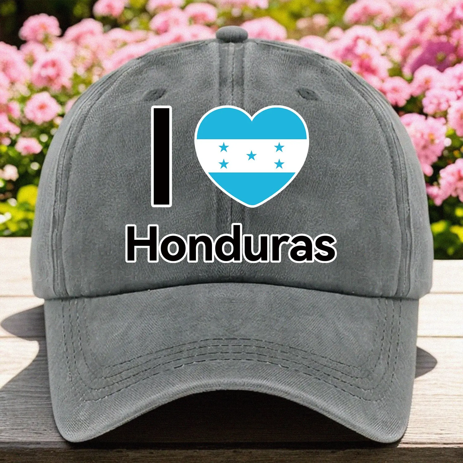 Baseball Graphic Hat featuring the "I Love Honduras" Print, Fully Adjustable and Available in Assorted Colors, Assorted Colors Hats, Baseball Graphic Hats