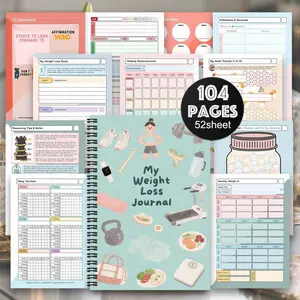 1pc aesthetic diet and weight loss diary spiral notebook, diet and fitness meal exercise diary health diary notebook, weight loss diet exercise training health tracker, female male daily exercise planner, personal organizer, office planner.