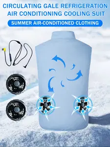 Sleeveless Cooling Vest with Built in Fan, USB-Powered Cooling Vest, Outdoor Cooling Wear, Lightweight, Breathable, and Machine - Washable, Ideal for Outdoor Activities and Fishing, Sleeveless Waistcoat (Requires a 5V battery, sold separately)