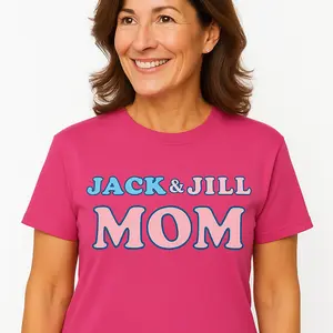 Jack & Jill Mom Unisex Classic T-Shirt in Pink & Blue for Summer Wear Fit Top - Elegant Everyday Piece for Women & Men Womenswear Suits
