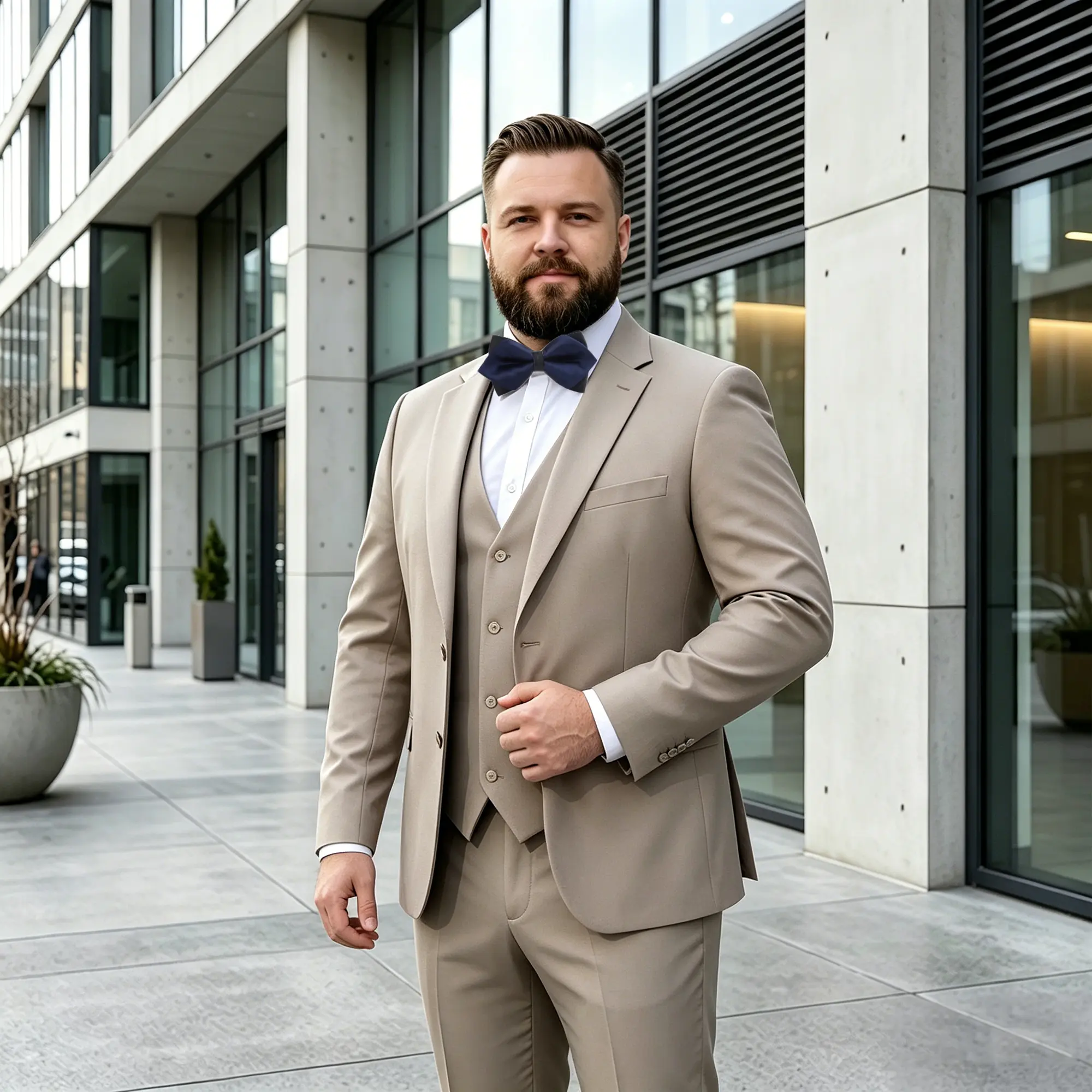 Men's Outfit Sets, Elegant Champagne Tuxedo Suit for Big & Tall, 4-Piece Formal Menswear with V-Neck Vest, Relaxed Slim Fit, Polyester, Button, 2Xl, Dry Cleaning, 4-Pieces, Formal Party, Business, Gentleman Style, Evening, Lapel, Formal Wear, Blazer