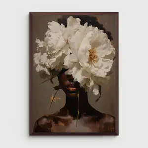 Black Woman Printable Wall Art | Floral Wall Art | African Portrait | Black Art Print | Black Woman Flowers Art Print