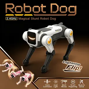 RC Robots Dog for Kids, 2.4GHz Remote Control Magical Fun Stunt Robot Dog Toys, Smart Programming, Stunt Moves, Voice Command, Cool Light, Music & Dance, Birthday Gifts for Boys and Girls Age 8+.