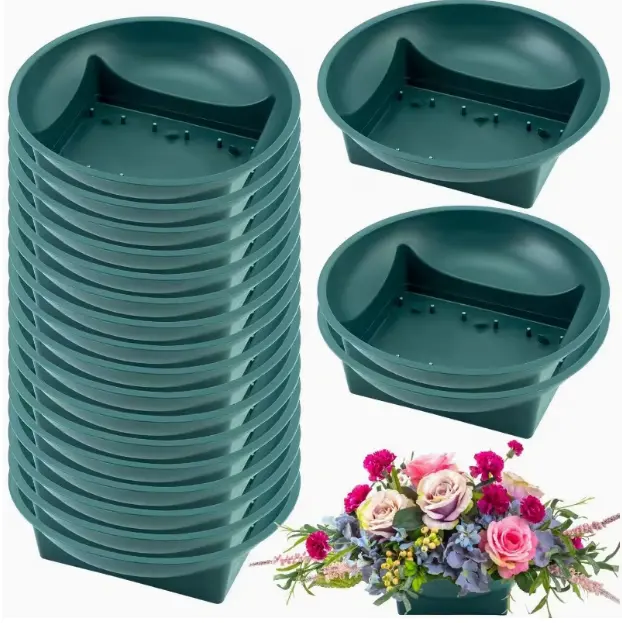 12 Pack Large 6.3 Inch Floral Foam Round Bowls for Flower Arrangements with Floral Foam Blocks Ideal for Table Party Wedding Festival Decor