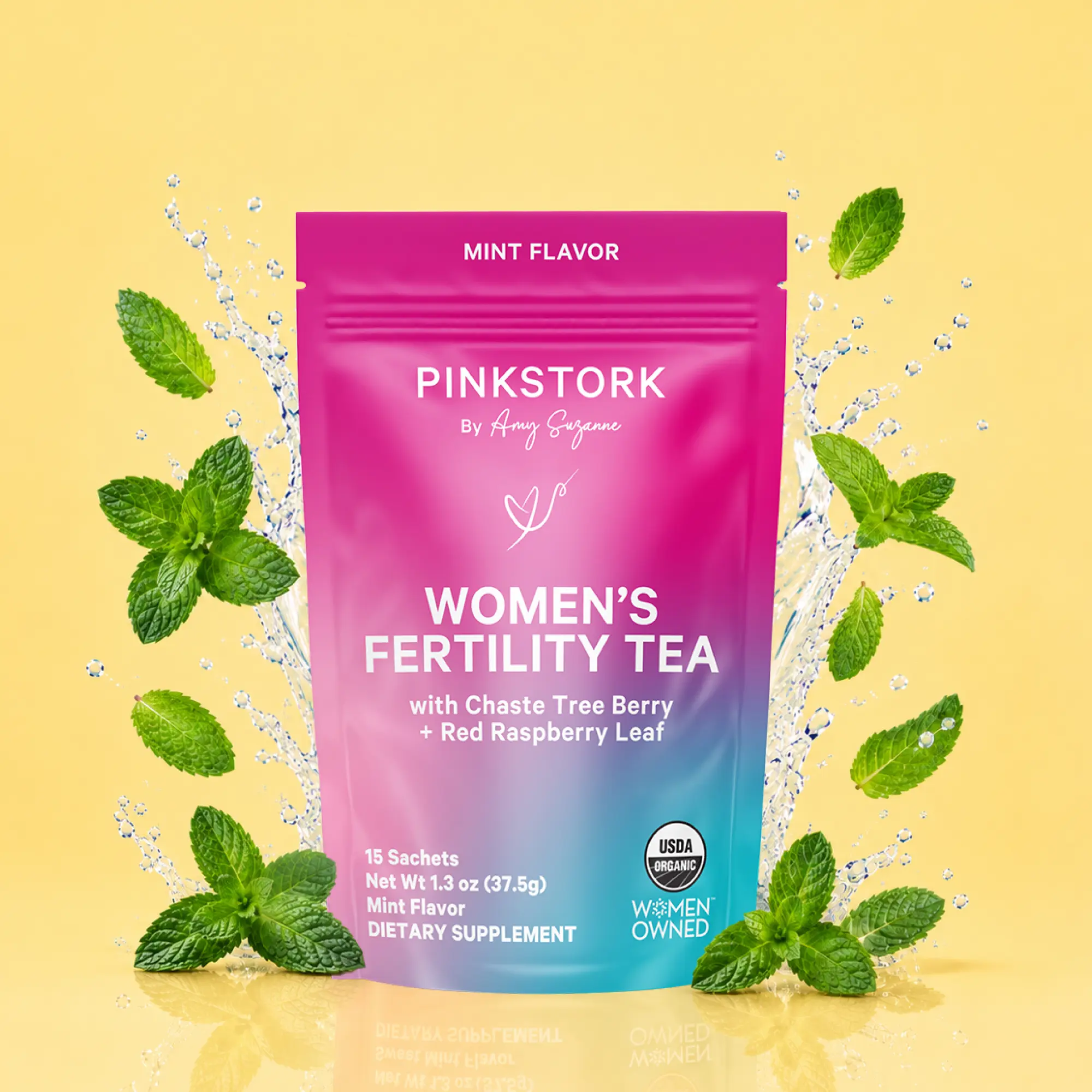 Pink Stork Fertility Tea Supplement | Organic Herbs for Hormone Balance | Vitex, Red Raspberry Leaf |3 Flavors - Women's TTC, Cycle, Healthcare, Natural Dietary Support