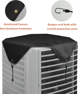 AC Unit Cover 26x26 Waterproof Oxford Fabric, Outdoor Central Air Conditioner Cover for Outside Units, Heat Pump Condenser Cover, Heavy Duty All Weather Snow Dust Protection Retractable
