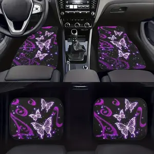 Butterfly Print Car Floor Mats, All-Weather Protection, Stylish Vehicle Interior Decoration, Set of 4, Fashionable Auto Accessories, Waterproof Car Mats
