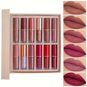 12Pcs Nude Pink Lip Glossy Set Long Lasting Matte Makeup Smooth Moisturizing Lipstick Waterproof Kissproof Smudgeproof Lipstick Suitable All Type Skins Cosmetic