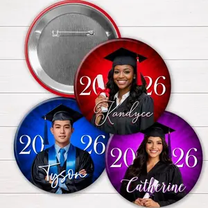 Colorful Graduation Photo Pin Buttons: Custom Senior Cap Gown & Diploma Pin