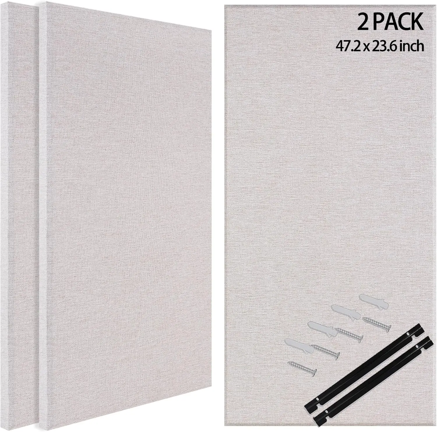 BUBOS 2-Piece Polyester Eco-Friendly Acoustic Sound Absorbing Panels (47.2''x23.8''), Max CavityPro Linen Decorative Panels with NRC 0.95 for Studios, Home Theater