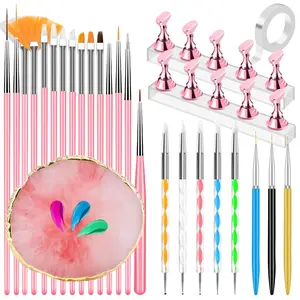 Nail Art Design Tools, Nail Stand Holder for Painting Nails, Nail Art Brushes, Nail Dotting Sculpting Gel Tool, French Tip Tool Liner Brushes, Resin Nail Art Palette, Nail Stuff for Nail Techs