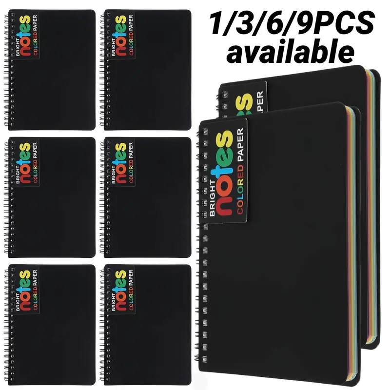 1/3/6/9-Pack Rainbow Spiral Notebooks, Stationery Supplies, 100 Lined Pages, Colored Paper, 360-Degree Foldable, Portable Lined Journal, Perfect Spring Gift, Notebook For School