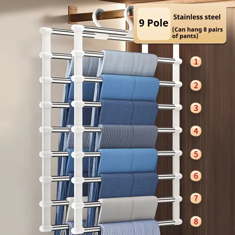7 Tubes Clothes Hanger Multi Layer Multifunctional Hanger Pants Hanger Space Saving Scarf Storage Organizer for Home Bedroom