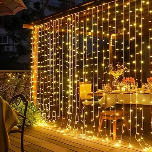 300 LED Curtain Lights, Plug in Fairy Curtain Lights for Bedroom, Mothers Day  Hanging String Lights Outdoor for Window Backdrop Wall Wedding Patio Indoor Dorm Party Decor, Warm White