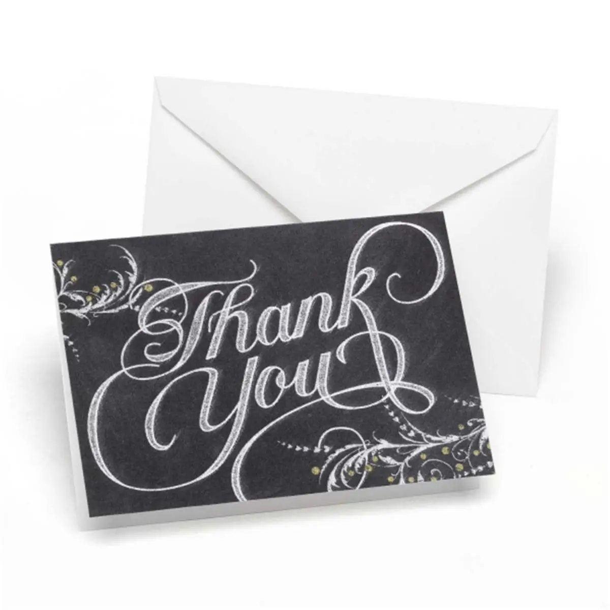 212 MAIN Whimsical Print Thank You Envelopes - Chalkboard Look, Lettering-Friendly, 4.875x3.5 in, White & Black, Wedding Festive Home Supplies