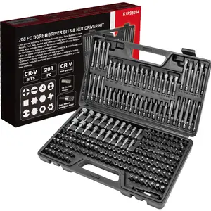 208-Pc Master  Bit Set, 1/4" Hex Shank  Bits, Nut Driver and  Bit Set