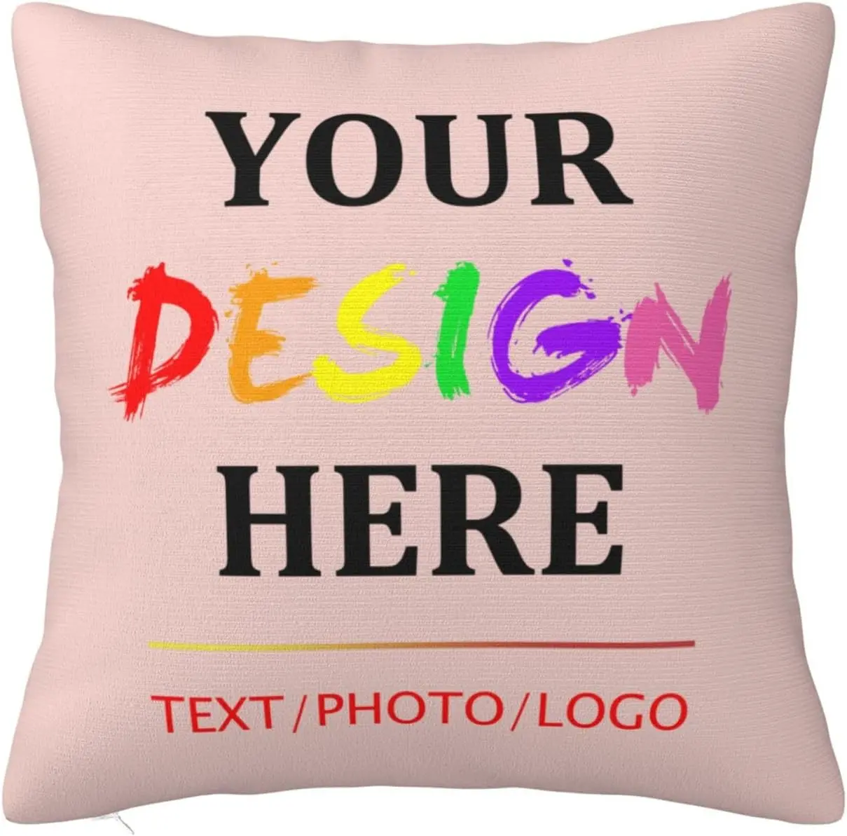 Personalised Square Sofa Cushion Covers - Double-Sided Custom Pillowcase with Photo, Text, Logo Print, Design Your Own for Bedroom Chair, Family Birthday Christmas Gift, Square Cushion, Removable Cushions