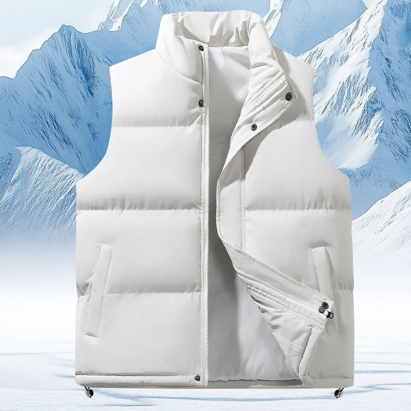 Men's Quilted Padded Sleeveless Gilet, Stylish Stand Collar Vest for Winter, Thick Warm Casual Outdoor Tops