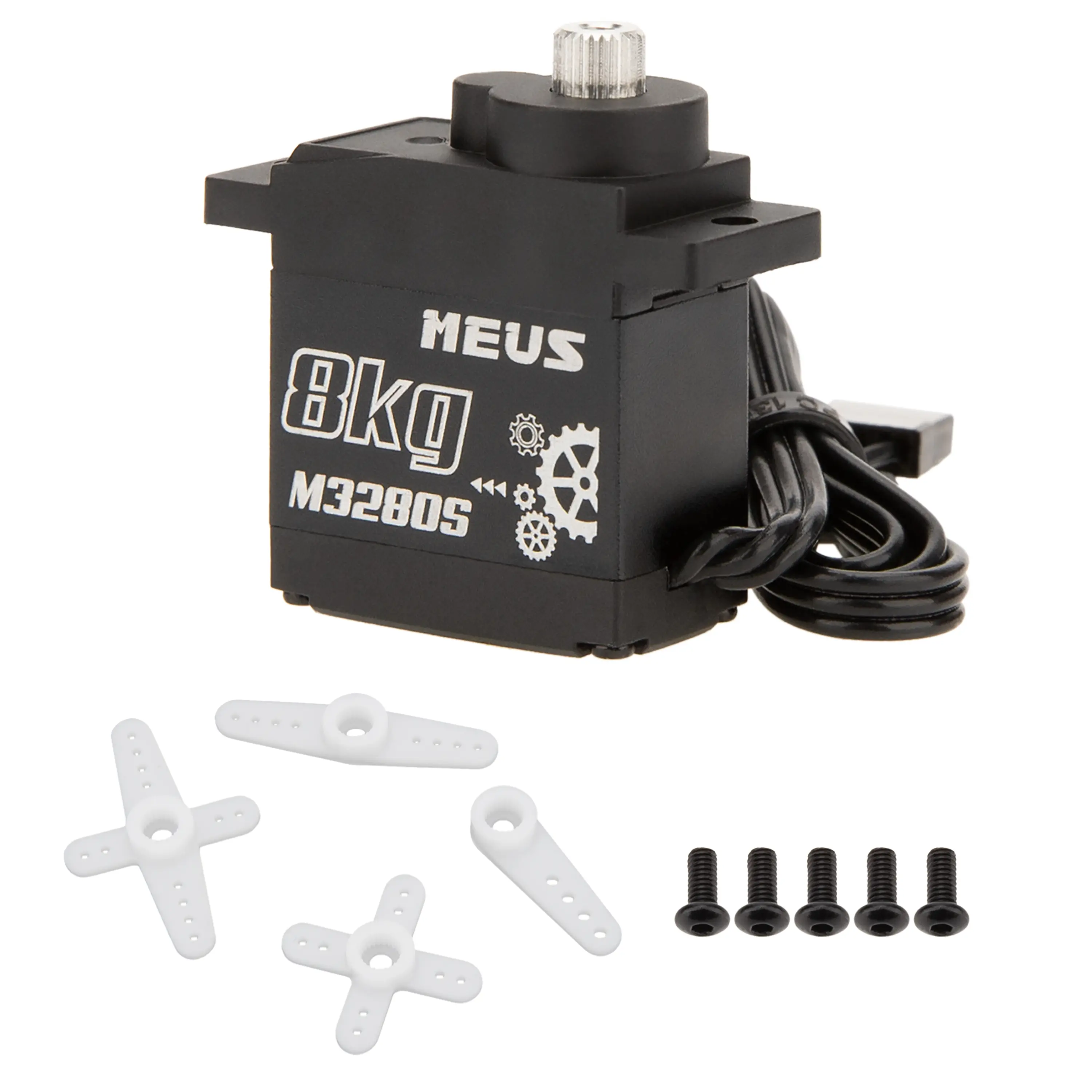 MEUS RACING 8KG Digital RC Micro Steering Shift Servo with Servo Horns, Metal Gears, 4.8V Voltage Range, Enhanced Durability, Wear-Resistant for Axial SCX24, Traxxas TRX4M Ascent-18, 1/10 1/18 1/24 RC Crawlers (M3280S)