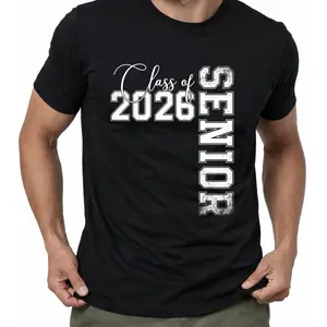 Men's Unisex Short-Sleeve Loose Graduation 2026 T-Shirt, Street Style Vibe Senior Class Apparel