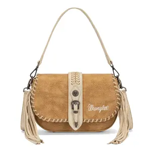 Wrangler Western Hobo Bag for Women Crossbody Bags with Tassels, Braided Trim & Adjustable Strap