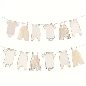 Neutral Gold Baby Shower Bunting, 12pcs Baby Shower Banner, Baby Shower Decorations, New Baby Party, Girl Boy Baby Shower Decor