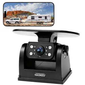 Magnetic Solar Wireless Backup Camera Rechargeable Battery IP69 Waterproof 1080P Night Vision Rear View Camera No Wiring for Boat Travel Trailer/RV/Truck/Camper for iPhone iPad Android