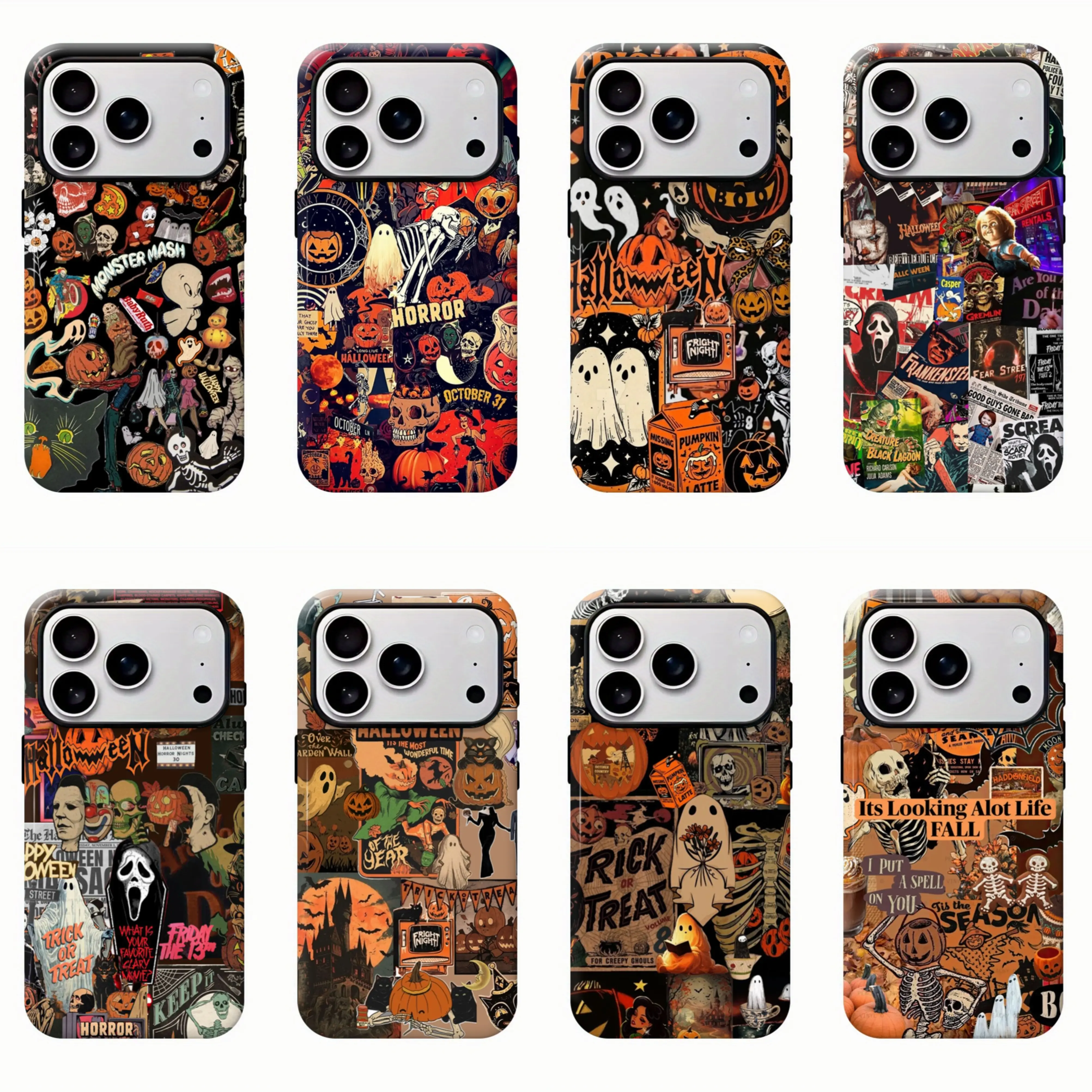 Vintage Halloween Phone Case, Spooky Retro Collage Phone Case for iphone 17 pro max case 16 15 14 13 12 11 Pro Max XS, Samsung S23 S24 S25 Durable Shockproof Protection Cellphone , beautiful gift for Women & Men Phone Cover