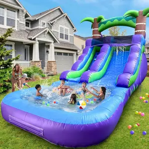 21FT Commercial Rental Equipment Grade Coconut Tree PVC Inflatable Water Slide With Pool For Outdoor Backyard Swimming Pool Summer Water Play Splash Party Events