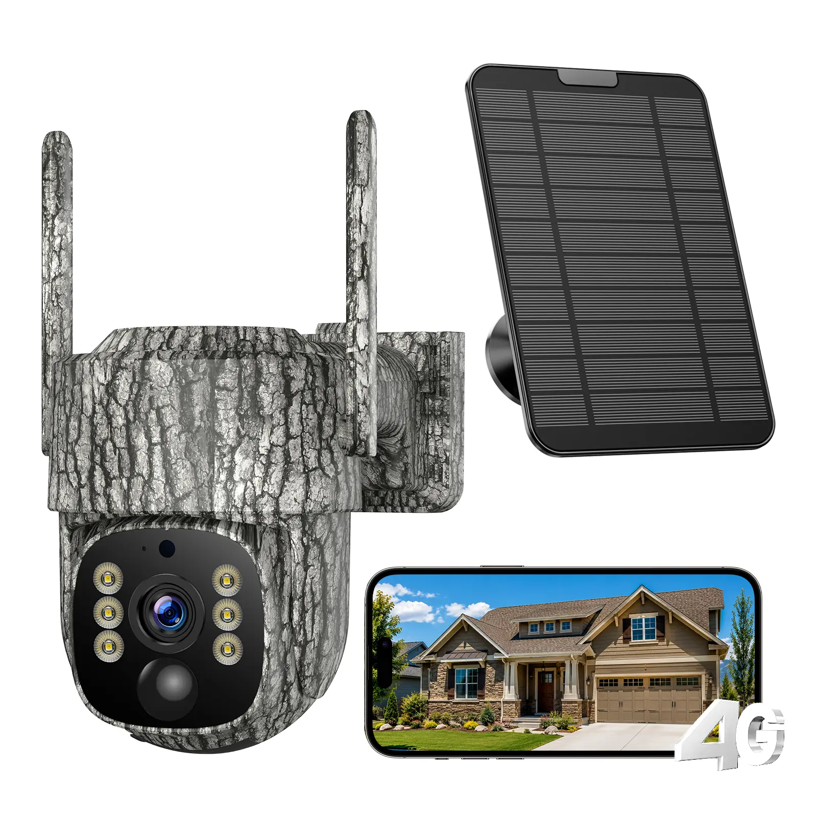 VOOPEAK 4G LTE Cellular Security Camera, 360° 2.5K Live Streaming, SIM Card Included Solar Security Cameras Wireless, Auto Tracking Security Cameras Wireless Outdoor with Night Vision, Motion Activated for Outdoor and Home Security (Subscription required)