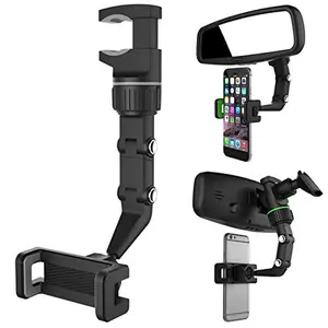 Joytutus Rearview Mirror Phone Holder 360° Rotatable & Retractable Car Mount for All Cars Multifunctional Universal Fit Hands-Free Driving Enhance Visibility