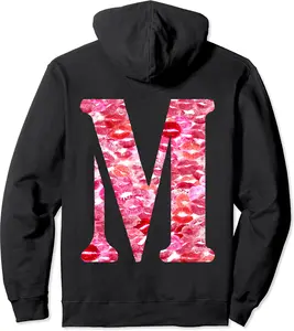 Back Print Only - Lipstick Kisses For Boyfriend Letter M Pullover Hoodie - Ciennaslay Shop 76B0D3B5HNCG