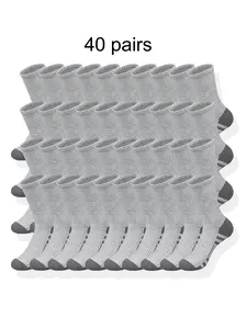 40 pairs of men's classic mid-calf socks in a set - breathable, comfortable, and moisture-resistant, suitable for casual outdoor wear in all seasons. Machine washable, striped knit fabric, polyester material