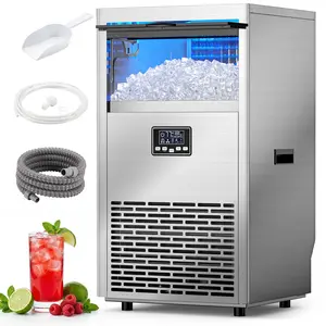 COWSAR Commercial Ice Maker Upgrade Ice Machine, 100 Lbs, 2-Way Add Water, Large Ice Maker Self Cleaning, Ice Machine with 24 Hour Timer,33 lbs Basket, Stainless Steel Ice Makers for School, Home, Bar, RV