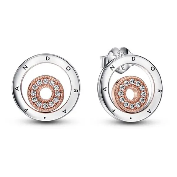 Pandora Signature Two-tone Logo Circles Stud Earrings 282314C01