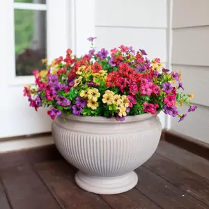Artificial Flowers for Outdoor Indoor, Bundles Plastic Fake Flowers Daisy with Eucalyptus Leaves for Home Garden Decor, Porch, Window Box