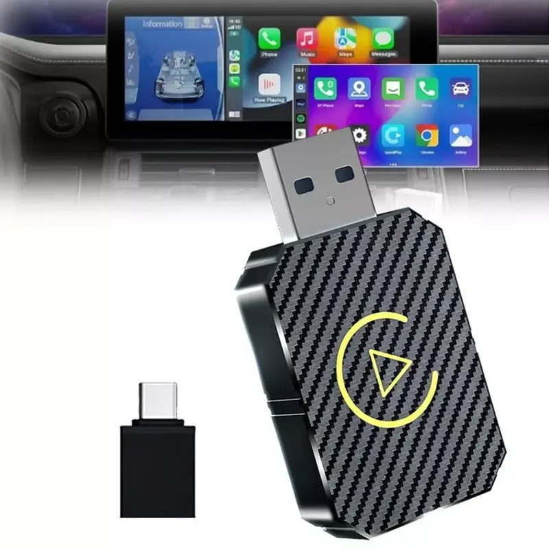 2 in 1 Wireless Apple CarPlay Adapter, for both Apple and Android,converts wired to wireless, suitable for factory wired CarPlay cars from 2016+ Vehicle Auto Automotive Steering Wheel